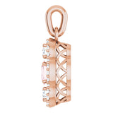 14K Gold Oval Natural Pink Morganite & Natural Diamond Halo-Style Pendant – 1/4 CTW - Rose Gold - view 3
