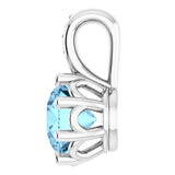 Platinum Round Natural Aquamarine & Natural Diamond Accented Pendant - view 3