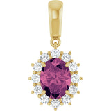 14K Gold Oval Natural Pink Tourmaline & Natural Diamond Halo-Style Necklace or Pendant – 1/3 CTW - Yellow Gold