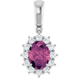 14K Gold Oval Natural Pink Tourmaline & Natural Diamond Halo-Style Necklace or Pendant – 1/3 CTW - White Gold