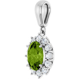 14K Gold Oval Natural Peridot & Natural Diamond Halo-Style Necklace or Pendant - White Gold - view 2