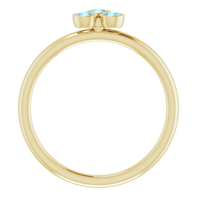 14K Gold Round Natural Aquamarine Stackable Bezel-Set Ring – 2.5mm Stones - Yellow Gold - view 2