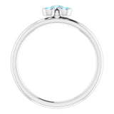 Platinum Round Natural Aquamarine Stackable Bezel-Set Ring – 2.5mm Stones - view 2
