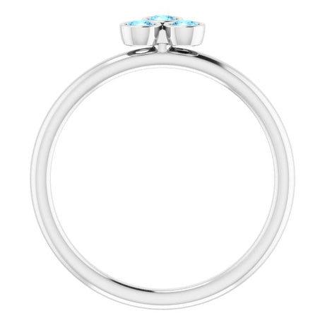Platinum Round Natural Aquamarine Stackable Bezel-Set Ring – 2.5mm Stones - view 2