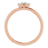 14K Gold Round Natural Aquamarine Stackable Bezel-Set Ring – 2.5mm Stones - Rose Gold - view 2
