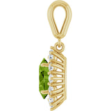 14K Gold Oval Natural Peridot & Natural Diamond Halo-Style Necklace or Pendant - Yellow Gold - view 3
