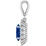 14K Gold Oval Lab-Grown Blue Sapphire & Natural Diamond Halo-Style Necklace or Pendant – 1/3 CTW - White Gold - view 3