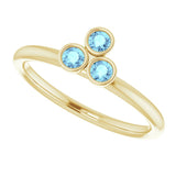 14K Gold Round Natural Aquamarine Stackable Bezel-Set Ring – 2.5mm Stones - Yellow Gold - view 5