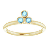 14K Gold Round Natural Aquamarine Stackable Bezel-Set Ring – 2.5mm Stones - Yellow Gold - view 3