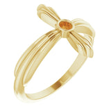 14K Gold Round Natural Citrine Sideways Cross Ring – 2.5mm Stones - Yellow Gold