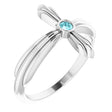 14K Gold Round Natural Blue Zircon Sideways Cross Ring – 2.5mm Stones - White Gold