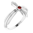14K Gold Round Natural Mozambique Garnet Sideways Cross Ring – 2.5mm Stones - White Gold