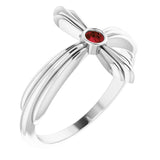 Platinum Round Natural Mozambique Garnet Sideways Cross Ring – 2.5mm Stones