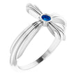 Platinum Round Natural Blue Sapphire Sideways Cross Ring – 2.5mm Stones