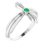 Platinum Round Natural Emerald Sideways Cross Ring – 2.5mm Stones