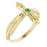 14K Gold Round Natural Emerald Sideways Cross Ring – 2.5mm Stones - Yellow Gold