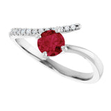 Platinum Round Natural Ruby Accented Bypass Ring - view 10
