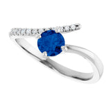 Platinum Round Lab-Grown Blue Sapphire Accented Bypass Ring - view 10