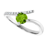 14K Gold Round Natural Peridot Accented Bypass Ring - White Gold - view 10