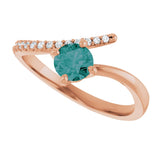 14K Gold Round Lab-Grown Alexandrite Accented Bypass Ring - Rose Gold - view 10