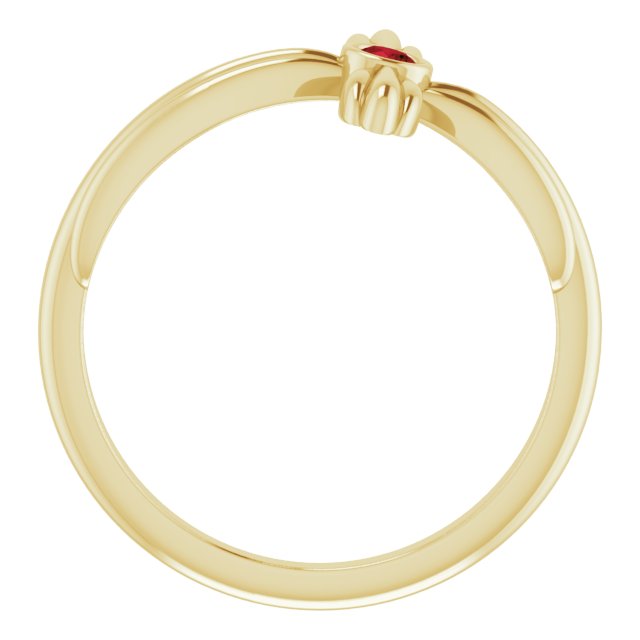 14K Gold Round Natural Mozambique Garnet Sideways Cross Ring – 2.5mm Stones - Yellow Gold - view 2