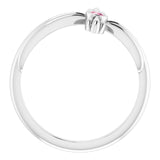 Platinum Round Natural Pink Tourmaline Sideways Cross Ring – 2.5mm Stones - view 2