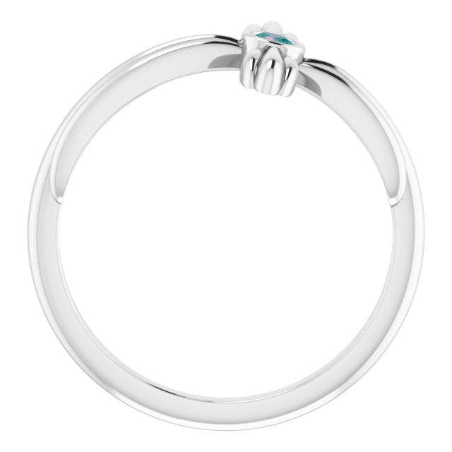 Platinum Round Natural Alexandrite Sideways Cross Ring – 2.5mm Stones - view 2