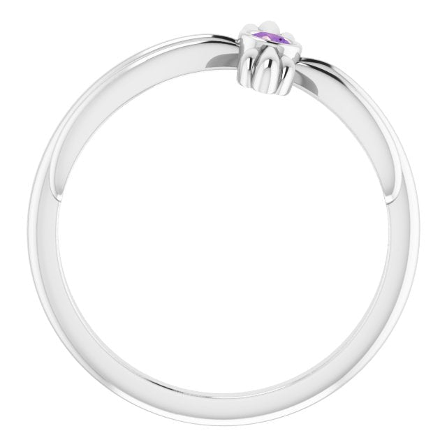 Platinum Round Natural Amethyst Sideways Cross Ring – 2.5mm Stones - view 2