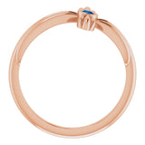 14K Gold Round Natural Blue Sapphire Sideways Cross Ring – 2.5mm Stones - Rose Gold - view 2