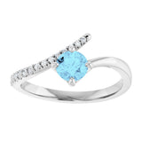 Platinum Round Natural Aquamarine Accented Bypass Ring - view 8