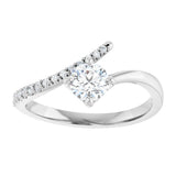 14K Gold Round Natural Diamond Accented Bypass Ring – 5mm Stones - White Gold - view 8