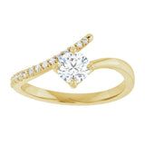 14K Gold Round Natural Diamond Accented Bypass Ring – 5mm Stones - Yellow Gold - view 8