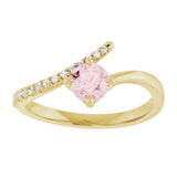 14K Gold Round Natural Pink Morganite Accented Bypass Ring - Yellow Gold - view 8