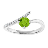 Platinum Round Natural Peridot Accented Bypass Ring - view 8