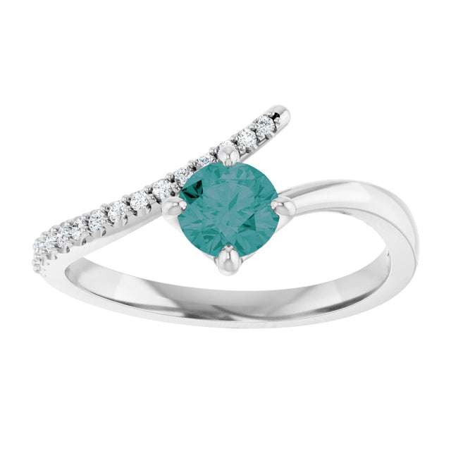 Platinum Round Lab-Grown Alexandrite Accented Bypass Ring - view 8