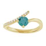 14K Gold Round Lab-Grown Alexandrite Accented Bypass Ring - Yellow Gold - view 8