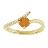 14K Gold Round Natural Citrine Accented Bypass Ring - Yellow Gold - view 8