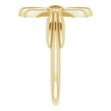 14K Gold Round Natural Citrine Sideways Cross Ring – 2.5mm Stones - Yellow Gold - view 4