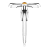 14K Gold Round Natural Citrine Sideways Cross Ring – 2.5mm Stones - White Gold - view 4