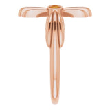 14K Gold Round Natural Citrine Sideways Cross Ring – 2.5mm Stones - Rose Gold - view 4