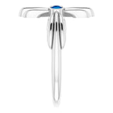 14K Gold Round Natural Blue Sapphire Sideways Cross Ring – 2.5mm Stones - White Gold - view 4