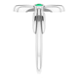Platinum Round Natural Emerald Sideways Cross Ring – 2.5mm Stones - view 4