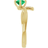 14K Gold Round Lab-Grown Emerald Accented Bypass Ring - Yellow Gold - view 9