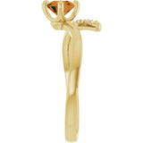 14K Gold Round Natural Citrine Accented Bypass Ring - Yellow Gold - view 9