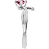 14K Gold Round Natural Pink Tourmaline Accented Bypass Ring - White Gold - view 9