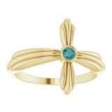 14K Gold Round Natural Alexandrite Sideways Cross Ring – 2.5mm Stones - Yellow Gold - view 3