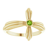 14K Gold Round Natural Peridot Sideways Cross Ring – 2.5mm Stones - Yellow Gold - view 3