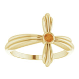 14K Gold Round Natural Citrine Sideways Cross Ring – 2.5mm Stones - Yellow Gold - view 3