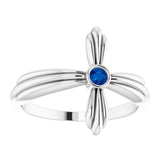 Platinum Round Natural Blue Sapphire Sideways Cross Ring – 2.5mm Stones - view 3