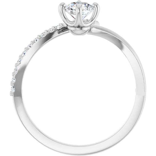 Platinum Round Natural Diamond Accented Bypass Ring – 5mm Stones - view 7